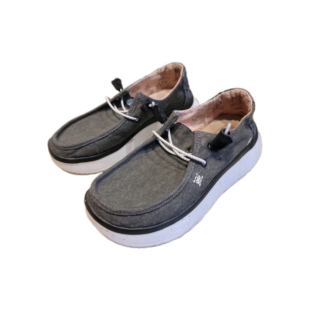Hey Dude Shoes Women's Wendy Rise Black Canvas Walking Comfort Shoes US Size 6